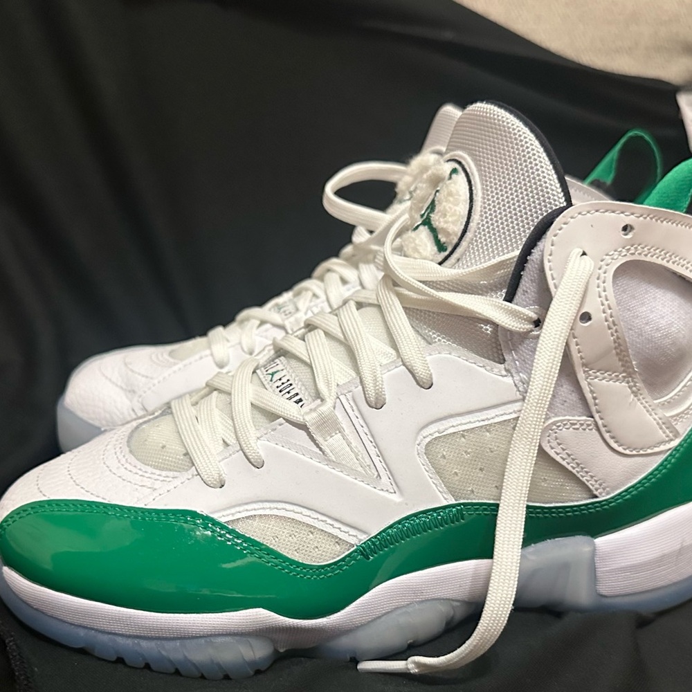 White and Green High-Top Sneakers